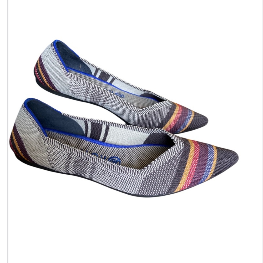 Rothy's The Point Inverse Stripe Women's Flats Shoes Size: 8.5 Rare Pattern GUC